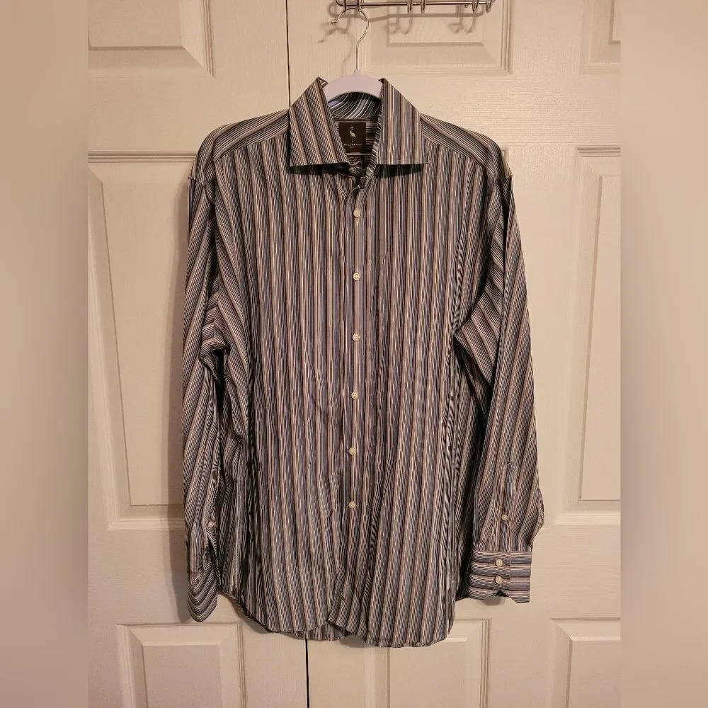 Tailorbyrd striped men's long‎ sleeve button up shirt size Large